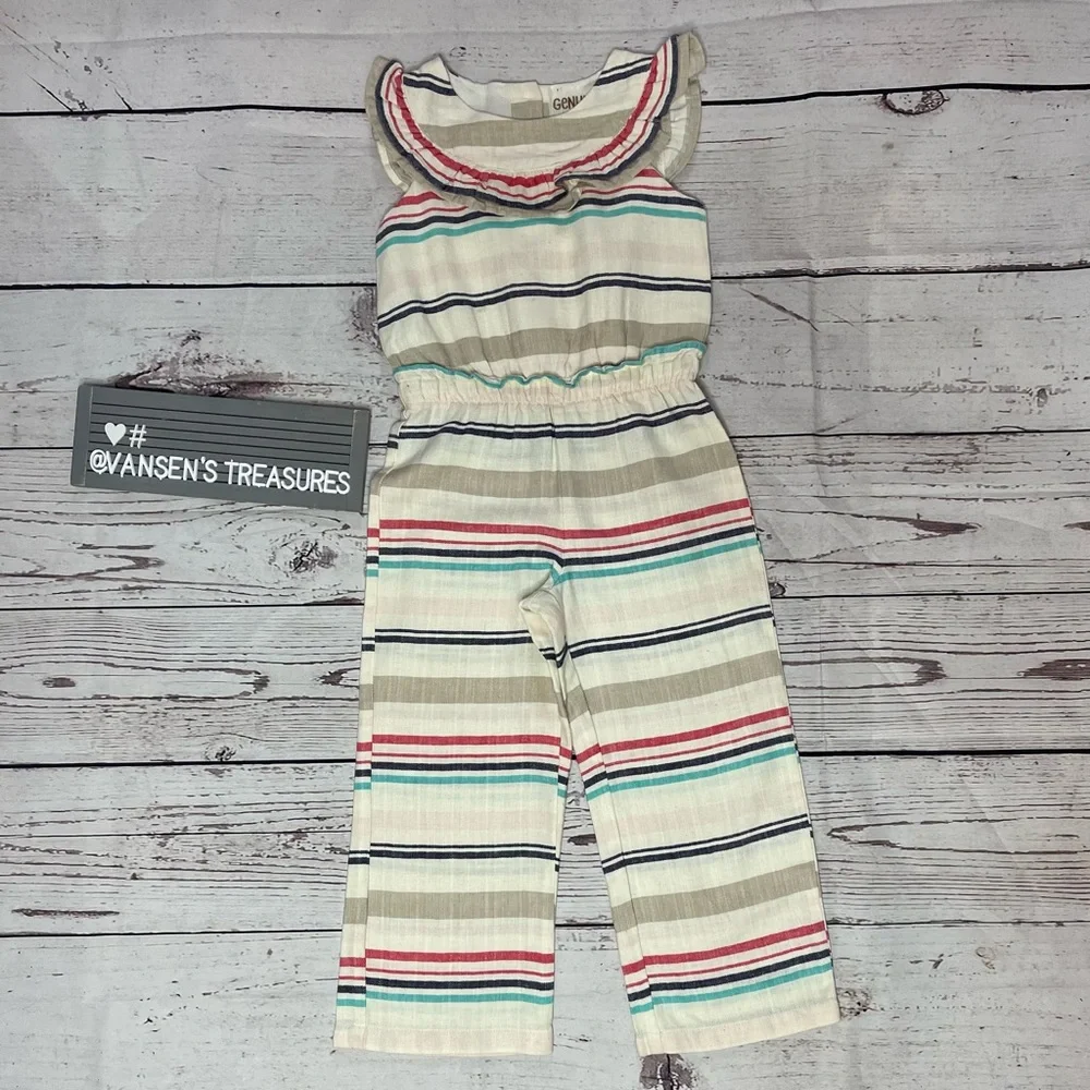 Genuine Kids From OshKosh Girl's Size 4T Striped Sleeveless Jumpsuit